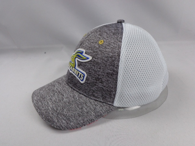 Jersey sandwich mesh fitted style hat with custom PVC rubber design