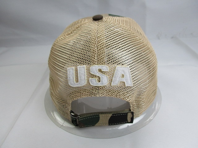 USA woven design camo mesh running hat with custom emb logo