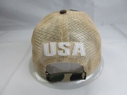 USA woven design camo mesh running hat with custom emb logo