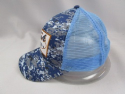 BSCI 100%polyester pomotional sublimation blue camo trucker hat